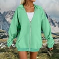 thumbnail image 2 of GEWSEY Womens Zip Up Hoodies Plus Size Long Sleeve Hooded Sweatshirts Fall Winter Casual Fashion Jacket with Pockets (Green, 3XL), 2 of 4