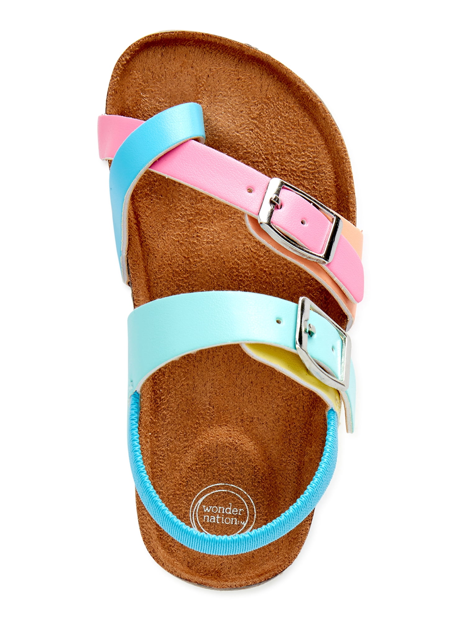 Wonder Nation Toddler Girls Colorblock Toe Post Back-Strap Footbed Sandals