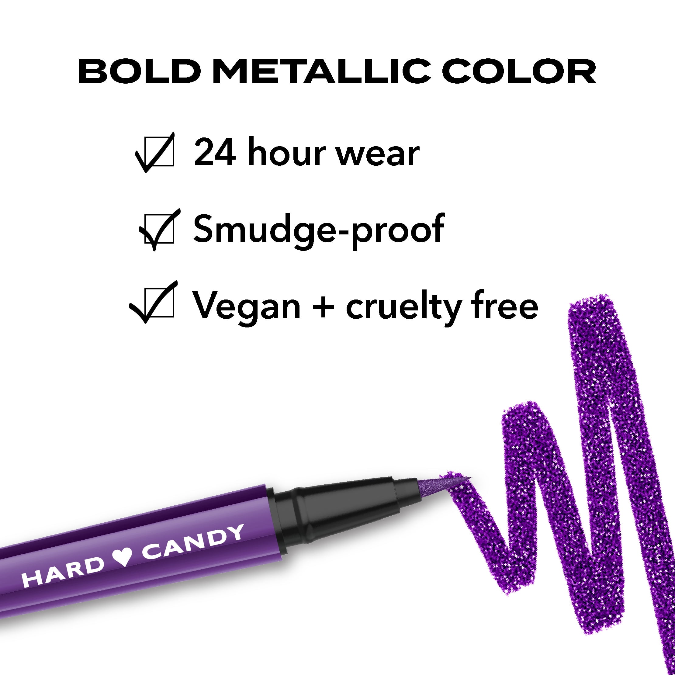 (2 pack) Hard Candy Party Lines Color Play Eyeliner, Liquid Liner, 24HR Wear, Like Royalty, Metallic Purple