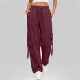 thumbnail image 4 of CHGBMOK Womens Baggy Parachute Pants Wide Leg Cargo Pants Drawstring High Waisted Quick Dry Casual Pants Y2k with Pockets, 4 of 6