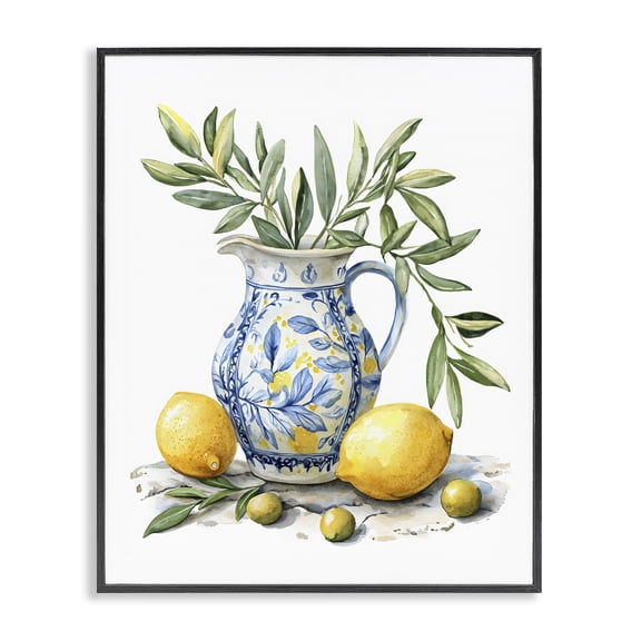 Stupell Industries Lemon & Olive Branch Still Life Black Framed Giclee Art, design by LSR Design Studio