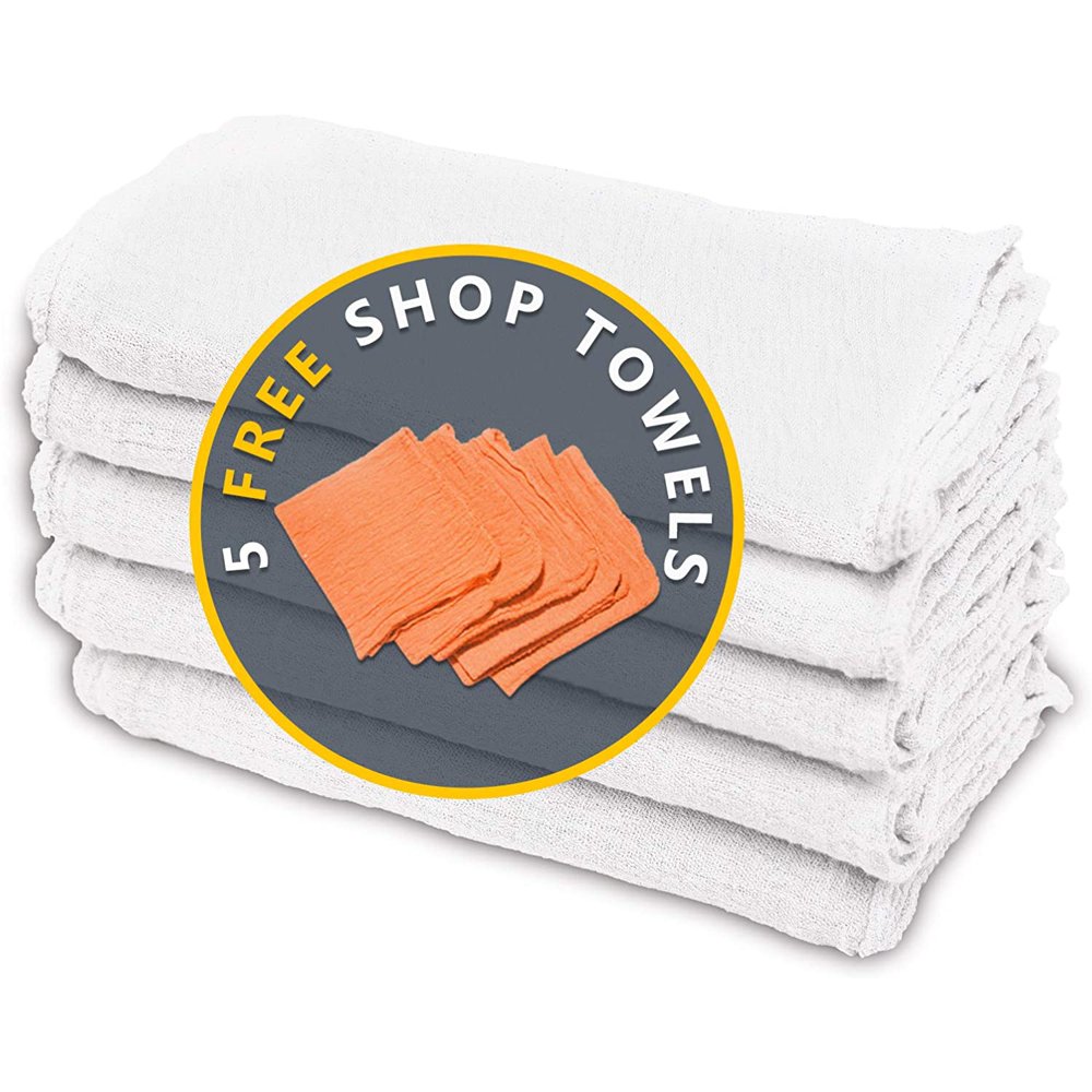 Cotton Homes Shop Towels Rags Pack of 50 White (0.33/Each) 12 x14