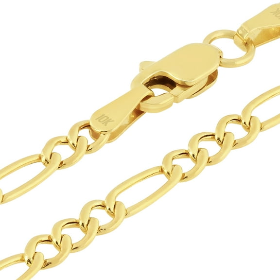Nuragold 10k Real Yellow Gold Figaro Link 2.5mm Chain Necklace (16"-26") Italian Jewelry for Men & Women