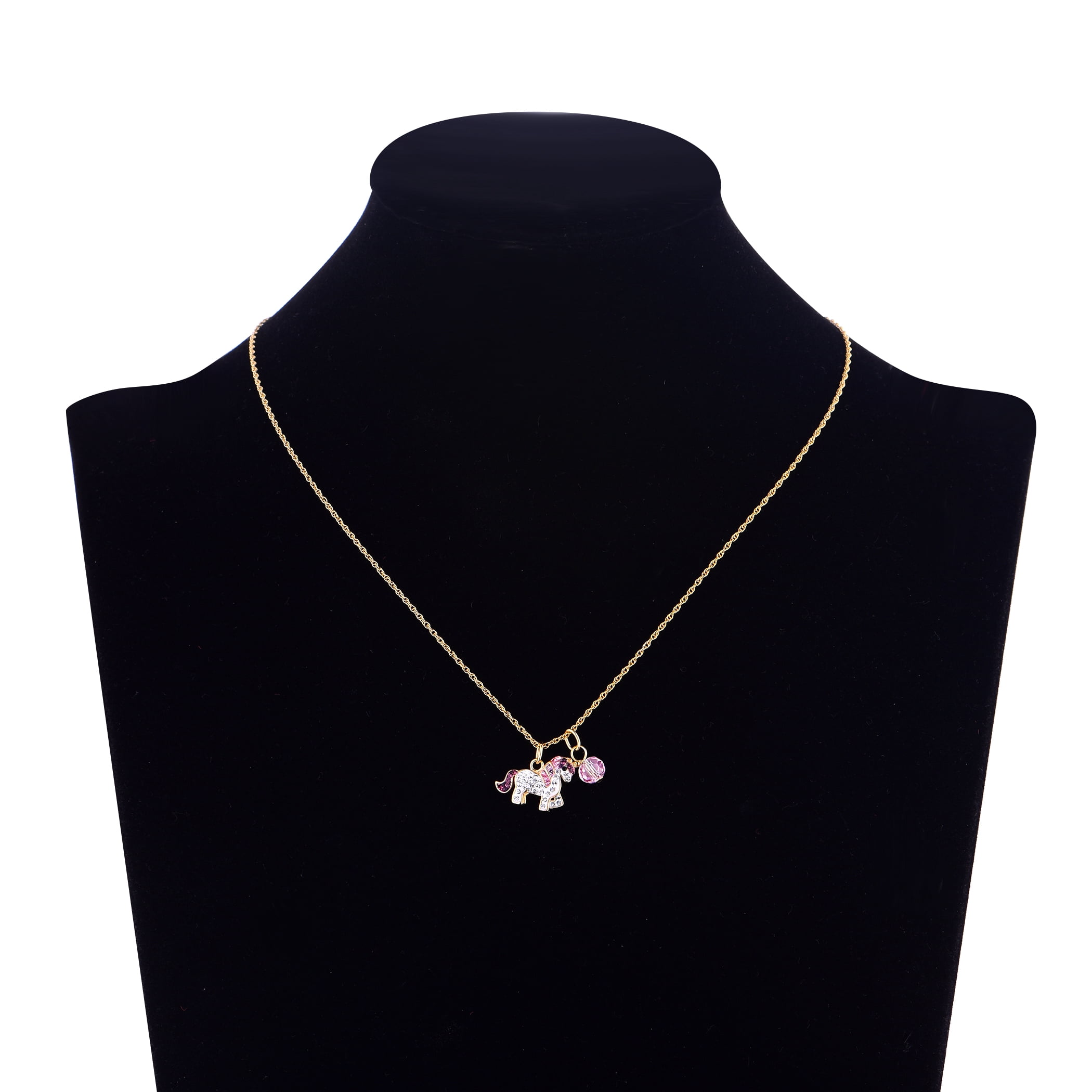 Brilliance Fine Jewelry Women's Crystal Unicorn Necklace in 14KT Gold Plated Sterling Silver