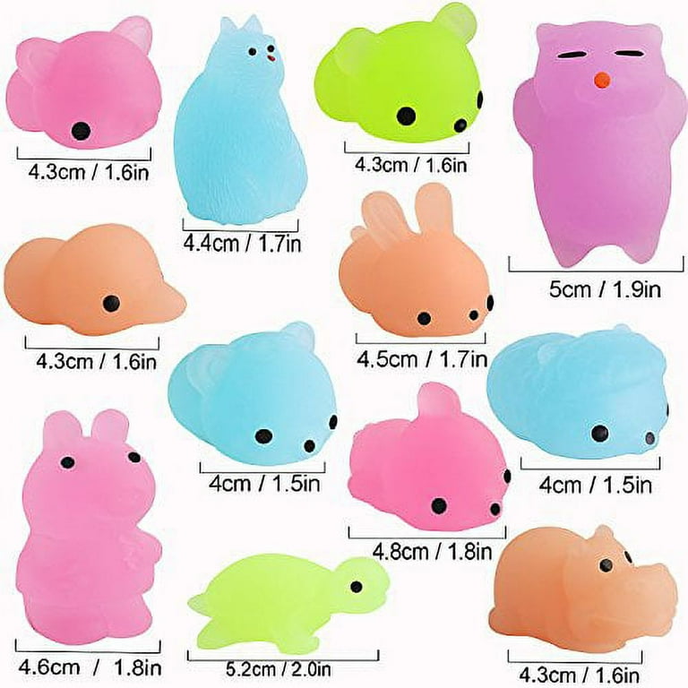 25 Squishy Mochi Squishy Toys Glitter Glow in the Dark Mini Cute