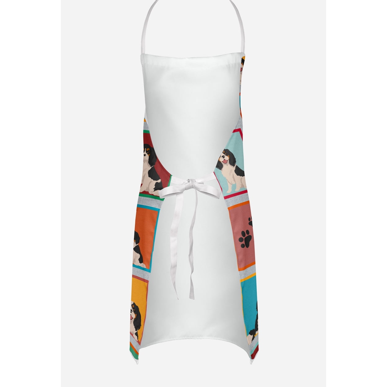 Lots of Tricolor Cavalier Spaniel Apron 27 in x 30 in