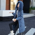 thumbnail image 6 of Somuwie Clearance Women's mid-length long-sleeved hooded casual warm cotton coat, 6 of 6