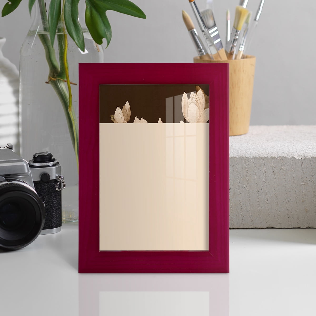 Asian Brocade II - Framed Print w/glass - Cherry Red