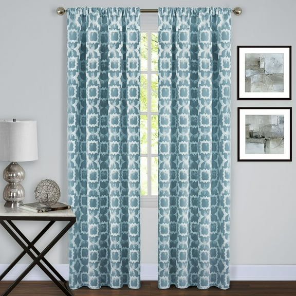 Achim Home Furnishing: Tara Mist Geometric Modern Window Curtain Panel : 54" x 84", Rod Pocket Panel