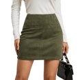 thumbnail image 2 of IUYRTFE Women's Faux Suede Mini Skirt – High-Waist Zip-Up A-Line Short Skirt for Fall, Winter, and Casual Daily Wear, 2 of 8