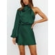 thumbnail image 2 of Lucakuins Vestido de noche con un hombro para mujer, vestido halter de satén de color sólido, vestidos formales de fiesta Lucakuins moda, 2 of 8