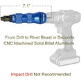 thumbnail image 2 of Rivet Gun Adapter for Drill – XL Blind Tool Rivet Riveter Setter for Cordless, Pneumatic or Corded Drills – Includes 6 Nose Pieces for 3/32" to 1/4" Rivets and Carrying Case, 2 of 9