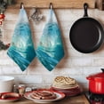 thumbnail image 6 of Teal Blue Coastal Wave Kitchen Towels Set of 2, Modern Summer Ocean Beach Sea Absorbent Dish Towels for Kitchen, Microfiber Hand Towel, Quick Drying Tea Towel for Cleaning Decorative Dishcloths, 6 of 7
