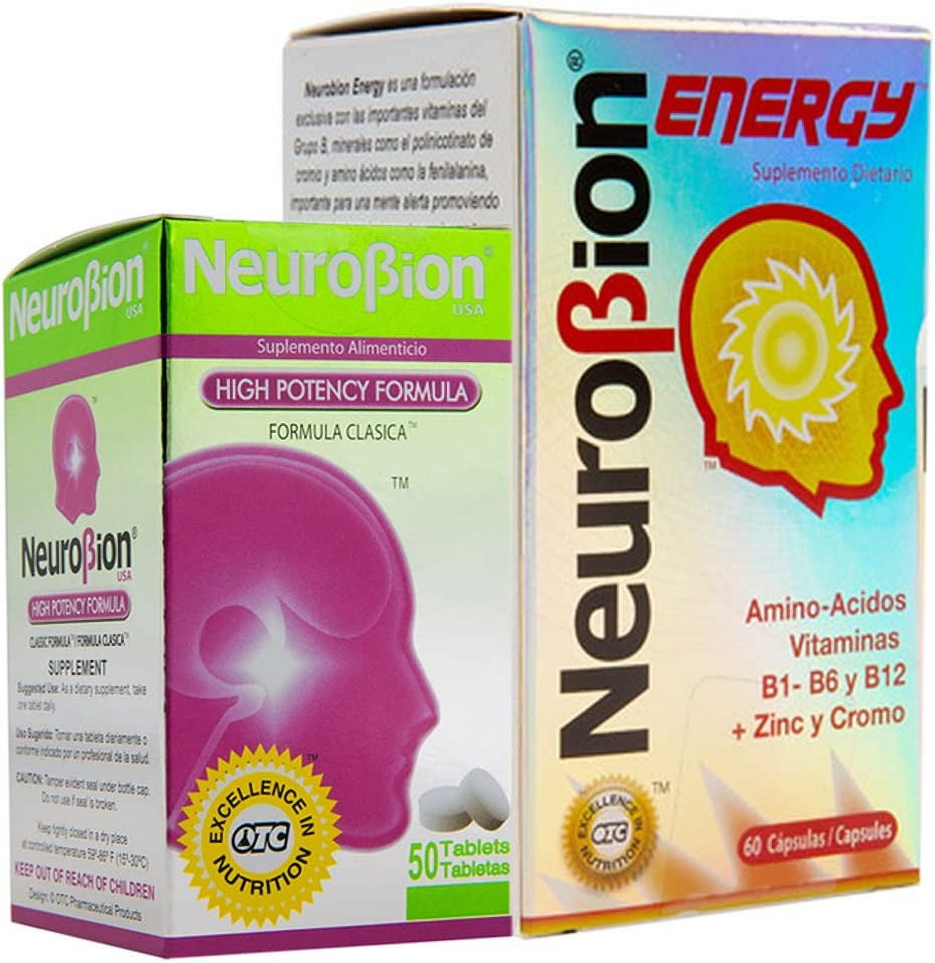 Neurobion energy + Neurobion high potency dietary supplement special blend of amino acids, vitamins b1- b6- & b12 + zinc