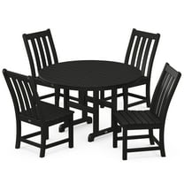 POLYWOOD Vineyard 5 Piece Classic Outdoor Dining Table Set, Black
