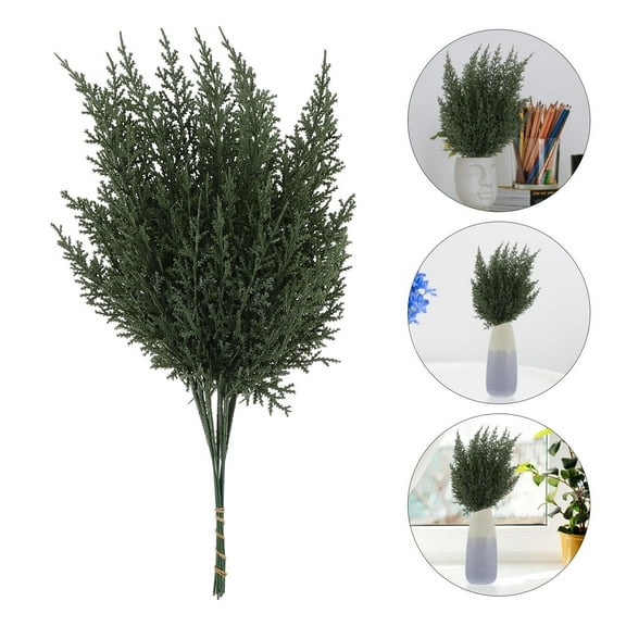 LEORX 40pcs Artificial Cedar Stems Faux Evergreen Branches Plastic Home and Office Decoration