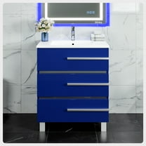 Eviva Deluxe 32"W x 18"D Blue Freestanding Bathroom Vanity with White Porcelain Integrated Sink