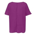 thumbnail image 7 of WCJM Women Casual Short Sleeve Button Plus Size Cotton Blouse Tops T Shirt Women's Short Sleeve T-Shirt Women's Summer Short Sleeved Solid Color Casual Loose Cloud Cotton Comfortable Top, 7 of 7