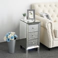 thumbnail image 2 of 11.7" 3-Drawer Mirrored End Table Bedside Table for Living Room, Mirrored Nightstand Side Table for Bedroom, Silver, 2 of 9