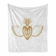thumbnail image 1 of Alchemy Soft Flannel Fleece Blanket, Monochrome Design Winged Heart with Flourish Abstract Crown Illustration, Cozy Plush for Indoor and Outdoor Use, 50" x 70", Persian Orange White, by Ambesonne, 1 of 5