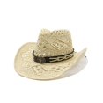 thumbnail image 4 of sususu Cowboy Hat for Women Straw Wide with Shapeable Brim Packable Sun Cap Summer Foldable Breathable Travel Cowgirl Hat Beige, 4 of 4