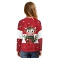 thumbnail image 2 of DISNIMO Christmas Cow Printed Girls Long Sleeve Shirts Lace Up Pullover Tops Casual Crew Neck Tee Shirts Fall Winter Blouse Shirts for 5-12 Years Old Girls, 2 of 8