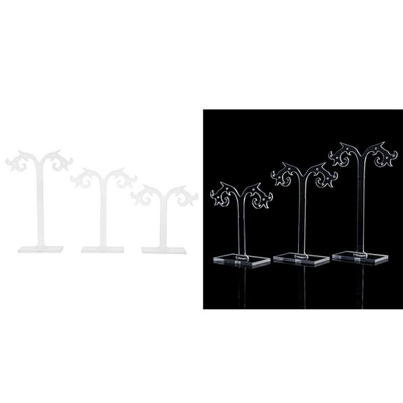 Necvior 3 Pcs Acrylic Earrings Holder Earrings Organizer Jewelry Display Stand Tree Shape Stand for Stud Dangle Hoop Earrings