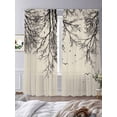 thumbnail image 2 of Beige Black Branches Sheer Curtains 108 Inch Length 2 Panels Set, Botanical Dead Tree Birds Voile Window Treatment Semi Sheer Long Curtains Drapes for Bedroom/Living Room/Kitchen 52"x108"x2, 2 of 7