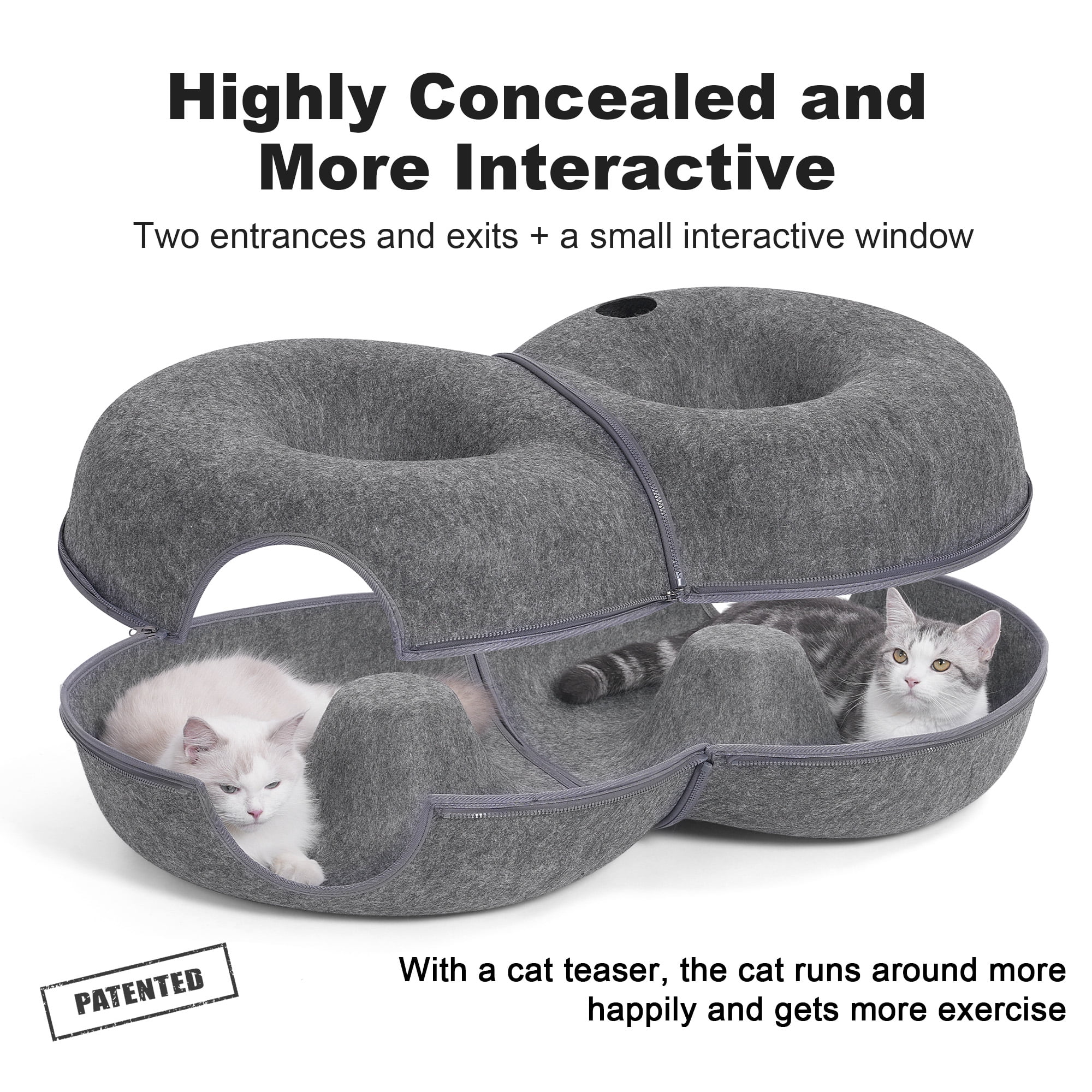 DOOKRON 8-Shaped Large Cat Tunnel Bed,  Peekaboo Cat  Cave