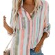 thumbnail image 1 of Camisa de rayas verticales para mujer, blusas a rayas de fibra de poliéster transpirables de manga larga con solapa a rayas para uso diario, 1 of 4