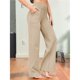 thumbnail image 5 of Pantalones Pierna para Mujer Pantalones Yoga Cintura Alta con Bolsillos Pantalones Deportivos Holgados y Elásticos para Trabajo o para Estar Cómoda en Casa Caqui L, 5 of 7