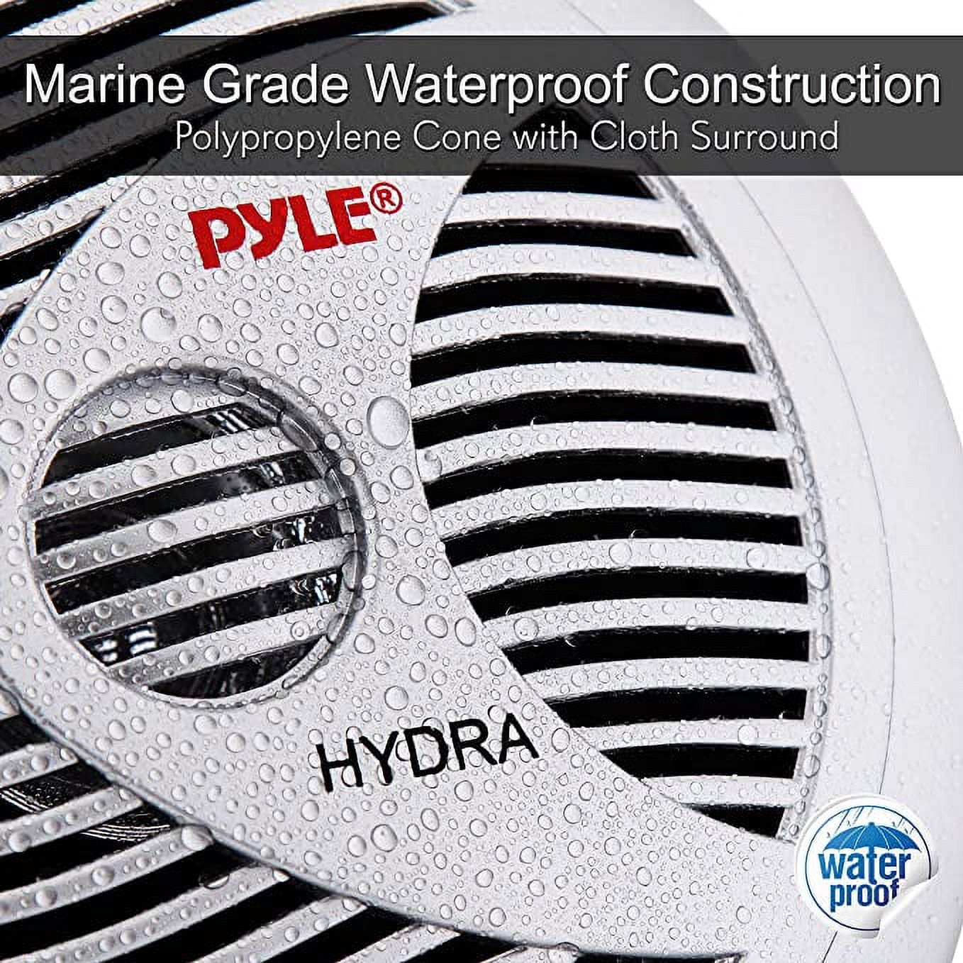 Pyle 6.5” Dual Marine Speaker 2Way Waterproof & Weather Resistant Outdoor Audio Stereo Sound System - image 3 of 7