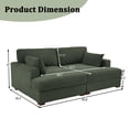 thumbnail image 2 of UIXE Chaise Lounge Indoor Upholstered Corduroy Sofa with Armrest for Living Room Bedroom, Green, 2 of 7