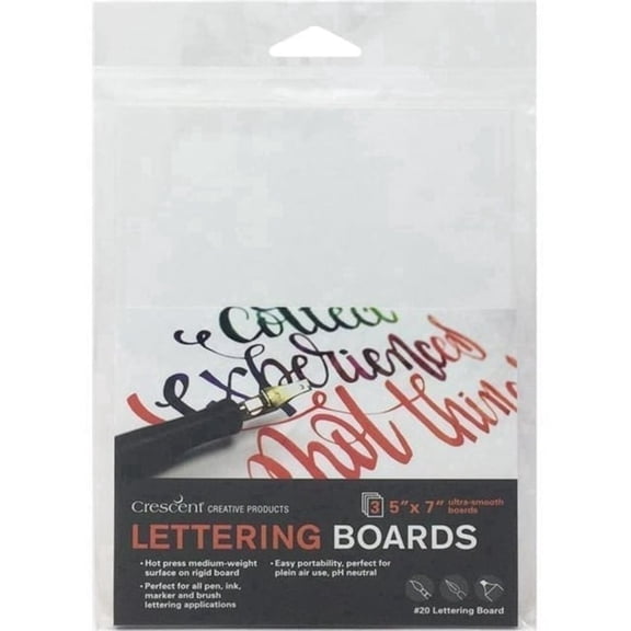 Crescent Hot Press Whiteboard for Lettering, Portable Letter Board, 5'' X 7'', Acid Free, Rigid, Great for Plein Air, Multi-Media, 3 Sheets