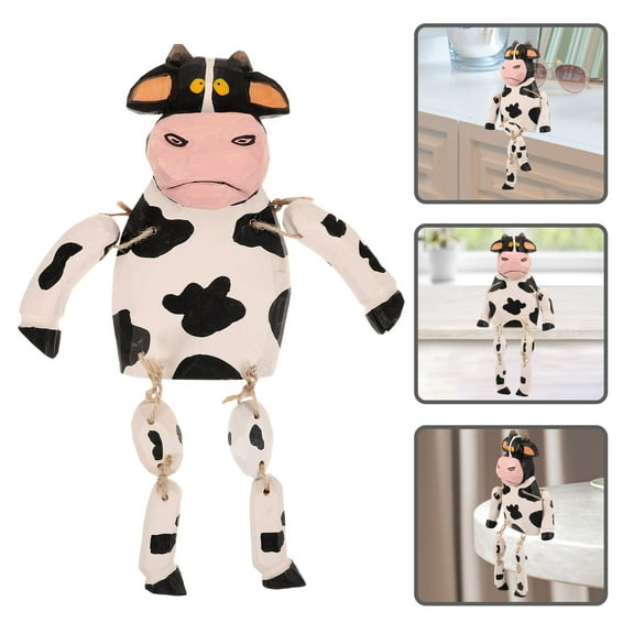 WHAMVOX  Small Figurines Cow Decors with Long Leg Miniature Garden Statues