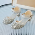 thumbnail image 2 of Splozh Flower Girl Shoes for Wedding Girls High Heels Dress Shoes Party Wedding Church Mary Janes Princess Shoes Silver,US 2.5, 2 of 6
