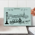 thumbnail image 2 of Sketchy Cutting Board, Old Street Scene Carriage Horse from Twenties Historical Northern Europe Theme, Decorative Tempered Glass Cutting and Serving Board, Small Size, Black White, by Ambesonne, 2 of 5