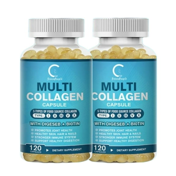 (2 PACK)GPGP Multi Collagen for Women & Men - 240 Collagen Capsules - Types I, II, III, V & X for Healthy Skin, Hair, Nails & Joint Support