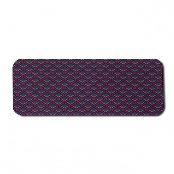 Geometric Computer Mouse Pad, Vibrant Digital Featured Diamond Symmetric Hexagon Contemporary Print, Rectangle Non-Slip Rubber Mousepad Large, 31" x 12" Gaming Size, Pink Plum Dark Blue, by Ambesonne