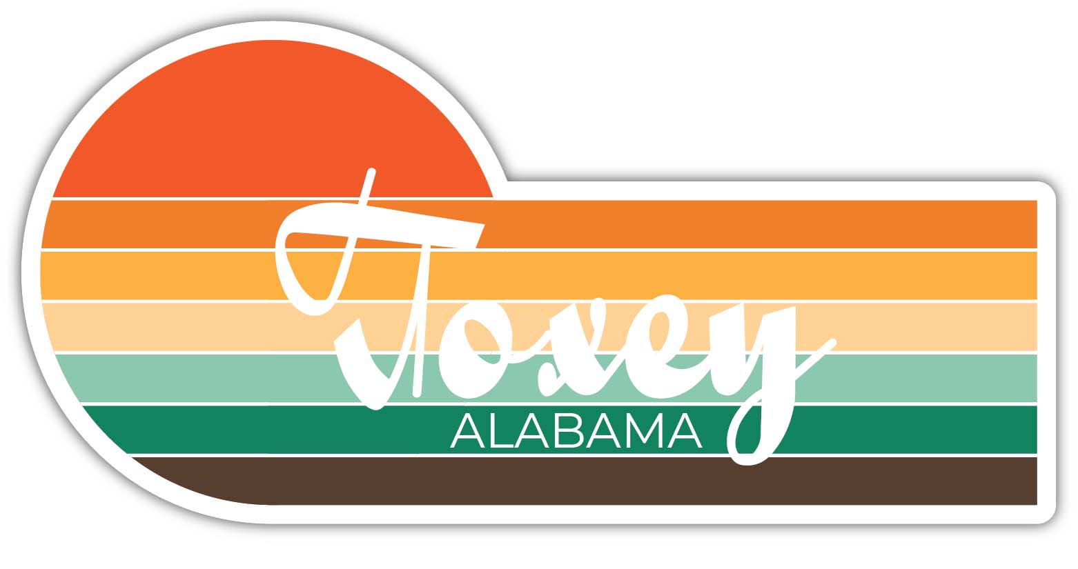 Toxey Alabama 2 x 1.25 Inch Sticker Retro Vintage Sunset City 70s