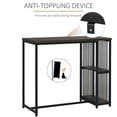 thumbnail image 4 of HomCom Industrial Steel Tube Bar Table with Wood Top, Steel Frame, 2-Tier Storage Shelf, Adjustable Footpad, Pub Table for Kitchen Dining Room, Walnut, 4 of 10