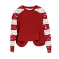 thumbnail image 5 of asdoklhq Shirts for Women Winter Christmas Round Neck Hoodless Raglan Sleeve Long Sleeve Sweater Top Red L, 5 of 5