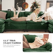 CDCASA 86 Modular Sectional Sofa, 2-Seat L Shaped Cloud Couch with Movable Ottoman, Deep Seat Modern Sofa, Sectional Couches for Living Room, Green