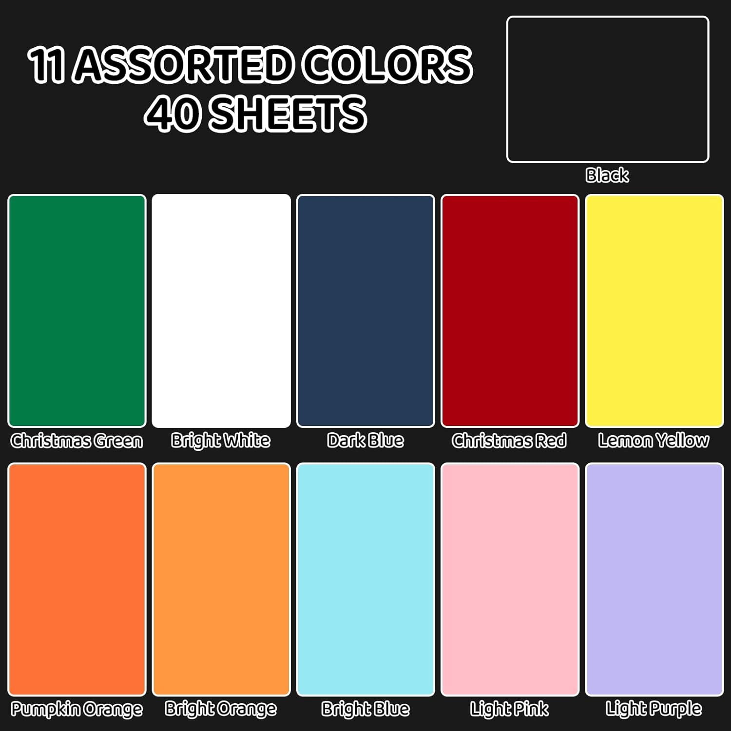 AllWays Plaza Cardstock 8.5 X 11, 40 Sheets Black Card Stock, 65lb/ 180gsm Copy Paper, Cardstock Printer Paper For Art, Painting, Invitations, DIY Cards, Craft, Construction, Office Supplies