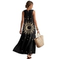 thumbnail image 2 of Jiueut Sun Moon Star Print Women Summer Casual Maxi Dress Sleeveless Long Dress with Pockets, Lightweight Linen Look Breathable Flowy Sundress for Beach Wear, L, 2 of 7
