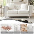 thumbnail image 4 of HUMEHA 59 Inch Beige Velvet Tufted Loveseat, Square Arms with Button Detail, Nailhead Trim, Crystal Acrylic Legs for Living Room, Bedroom, 4 of 8