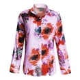 thumbnail image 4 of Blusa de manga larga con cuello en V y solapa suelta con estampado floral para mujer Pompotops gfhjh5054, 4 of 6