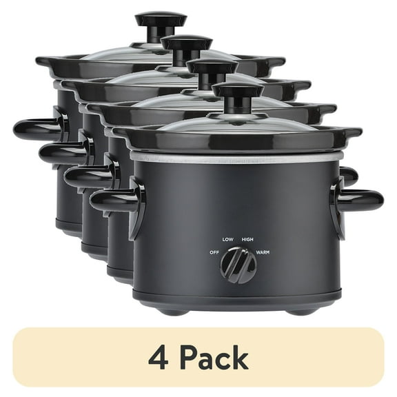(4 pack) Mainstays 2 Qt Manual Slow Cooker, Matte Black