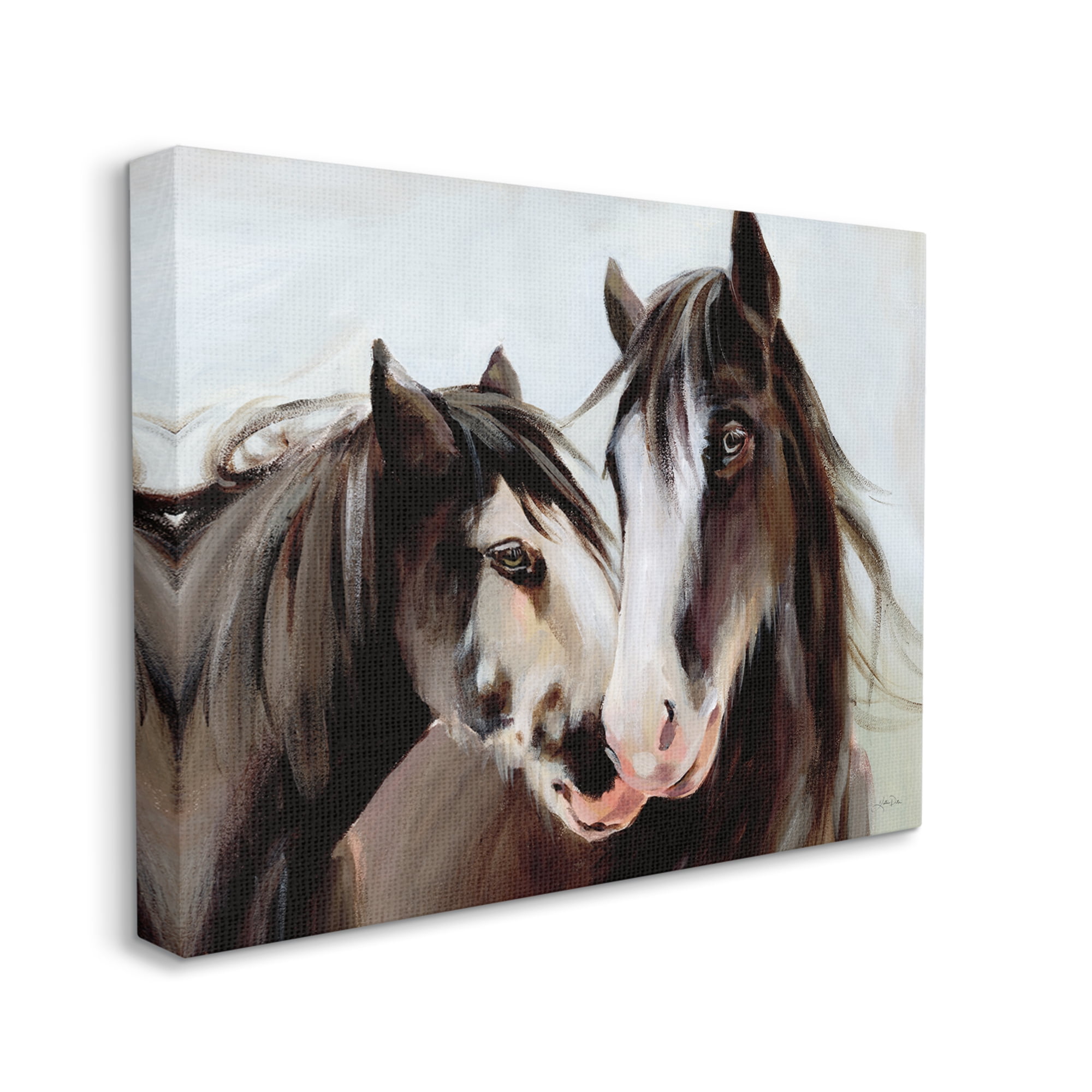 Stupell Industries Brown Horse Pair Portrait Animals & Insects Painting Gallery Wrapped Canvas Print Wall Art, 40 x 30