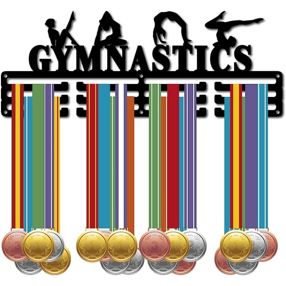 Gymnastics Medal Hanger Display Medal Holder Sport Rack Award Metal Lanyard Holder Sturdy Wall Mounted Swimmer Runner Athletes Players Gift Over 60 Medals Olympic 15.7 x 5.9 Inch
